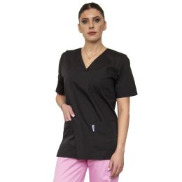 Uniforme/UNIFORME LUCRU/Bluze si Halate Dama - Bluza medicala unisex VED Clasic, maneca scurta, 3 buzunare, negru, XS