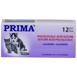 Veterinar/SUTURI CHIRURGICALE VETERINARE/Suturi Chirurgicale Resorbabile - Veterinar - Sutura chirurgicala acid poliglicolic PRIMA 75cm ac Tapercut 1/2 30mm USP 1, uz veterinar, 12 bucati