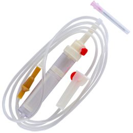 Arztpraxis/INFUSIONSSETS, VENENVERWEILKANÜLEN, BUTTERFLY-SETS/Infusionssets und Dreiwegehähne - PRIMA IV Administration Set, Luer Slip, Plastic Spike, 25 Stück