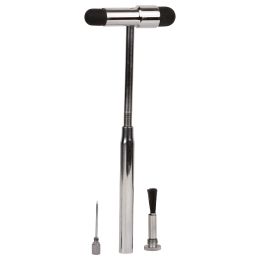 Medical practice/MEDICAL SURGICAL SUTURES/Medical & Surgical Instruments - Buck Neurological Reflex Hammer with Pin and Brush, 18.5 cm, Chrome-Plated Steel