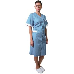 Horeca/IMBRACAMINTE SI ACCESORII HORECA/Halate si Costume HORECA - Halat lung camerista ZOE Premium bleu, XS