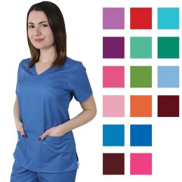 Work Uniforms/PROFESSIONAL UNIFORMS/Women`s Blouses and Coats - MIRA Classic Women's Scrub, Blue - Medical Uniform