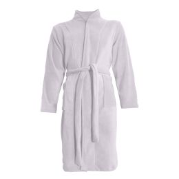 Work Uniforms/PROFESSIONAL UNIFORMS/Polar Fleece Clothing - KEO Classic fleece unisex robe, tunic collar, long sleeve, 2 pockets, white, 2XL