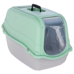 Veterinar/INGRIJIRE ANIMALE/Black Friday - Litiera pisici acoperita cu capac si filtru de carbon activ, 57x39x41 cm, plastic, gri/verde