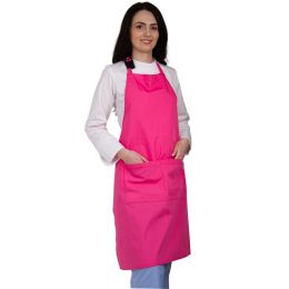 Horeca/HORECA ruházat és kiegészítők/HORECA kiegészítők - PRIMA Hosszú Konyhai Kötény Világos Rózsaszín, 75x90 cm, Elülső Zsebekkel és Állítható Pántokkal