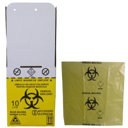 Cutie 10 L cu sac Biohazard pentru colectarea deseurilor medicale infectioase