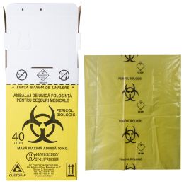 Cutie 40 L cu sac Biohazard pentru colectarea deseurilor medicale infectioase