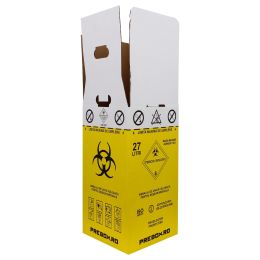 Medical cabinet/Stomatologie Cabinet/DESEURI INFECTIOASE - Cutie deseuri medicale 27L cu sac galben Biohazard, carton 3 straturi, ADR, pentru colectare deseuri anatomo-patologice