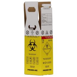 Medical cabinet/Stomatologie Cabinet/DESEURI INFECTIOASE - Cutie deseuri medicale 7.5L cu sac galben Biohazard, carton 3 straturi, ADR, pentru colectare deseuri anatomo-patologice