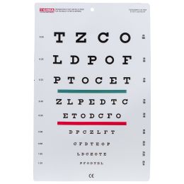 Medical practice/HEALTH MONITORING DEVICES/Medical Equipment & Devices - Snellen Eye Chart for 3 m Distance Vision Testing and Color Vision Assessment, 23 x 35.5 cm