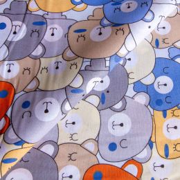 Tesatura textila, bumbac, ursi multicolor albastru, 2.4 x 1m