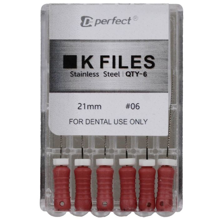 K-FILES KERR pink needles, #06, 21mm, 6pcs - Vetro Design