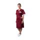 Horeca/HORECA CLOTHING AND ACCESSORIES/HORECA Coats and Costumes - ZOE Premium maid long dress, short sleeve, buttons, 3 pockets, garnet with white border, XS